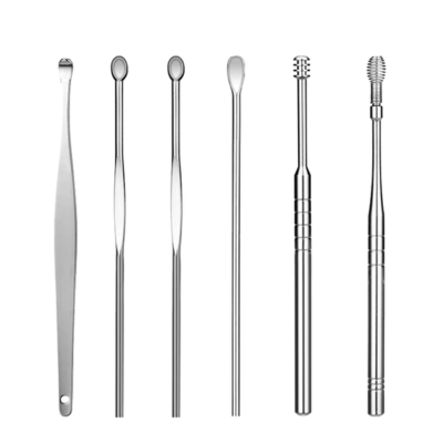 Kit de Limpeza de Ouvido em Aço Inoxidável – Removedor de Cera 6 Pcs