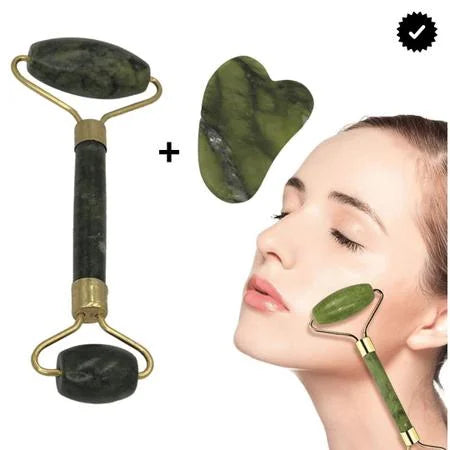 Rolo de Pedra de Jade + Placa Gua Sha