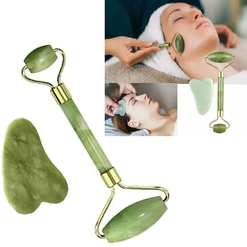 Rolo de Pedra de Jade + Placa Gua Sha